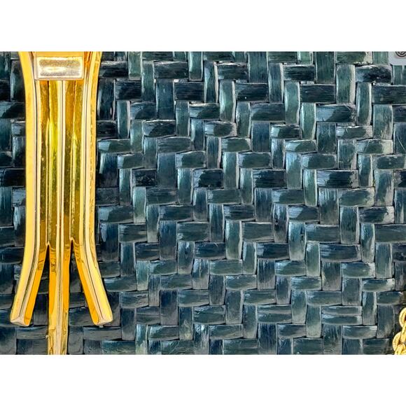 Rare RODO Vintage Green Black Wicker Weave Gold Purse Italy Made Art Deco 1960s - Picture 3 of 12